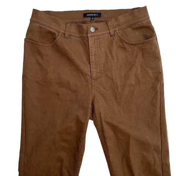 Lafayette 148 Herringbone Brown Trouser Pants Size 6 Stretch 4 Pocket